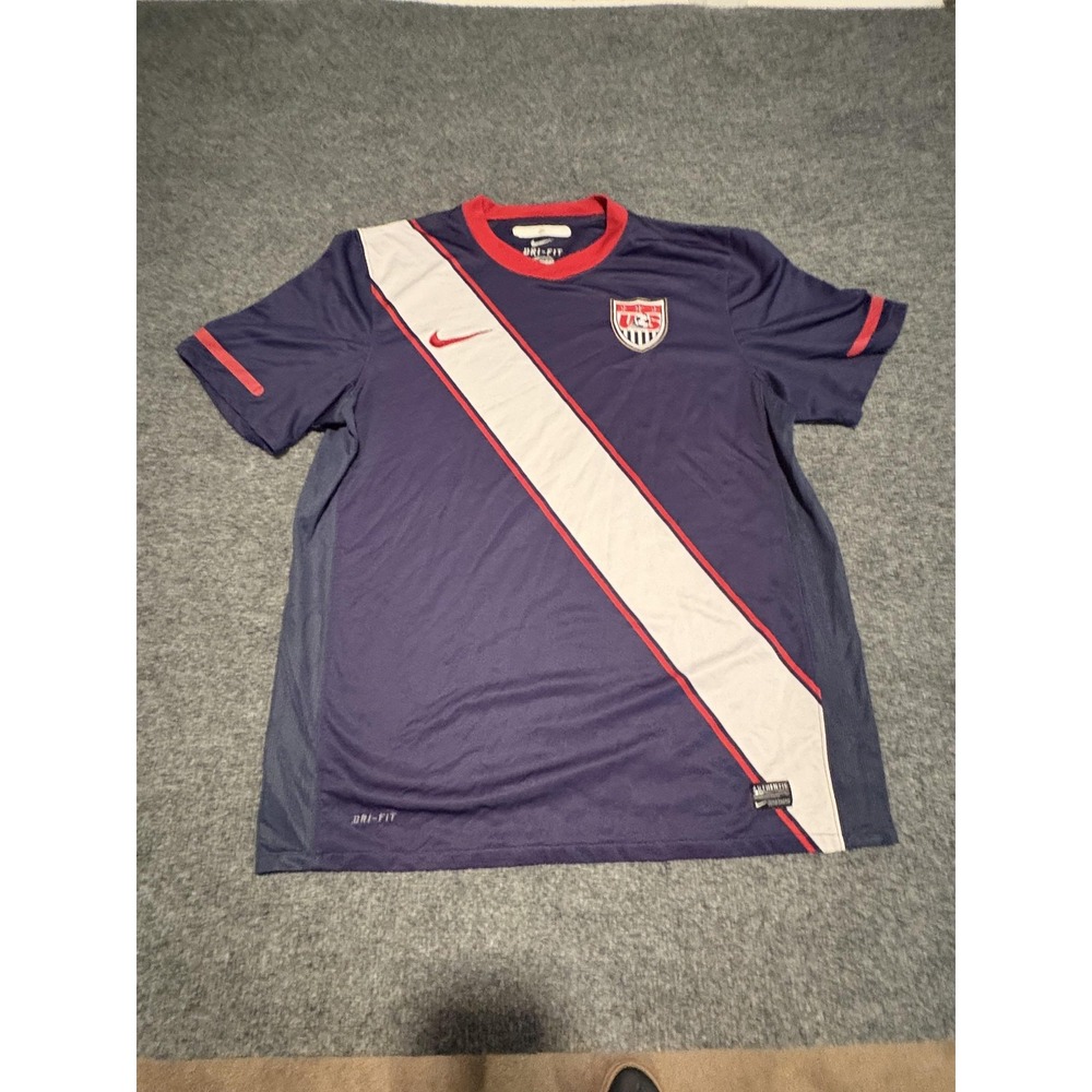 USA Soccer Shirt Mens Large Blue Red White Nike Dri Fit USMNT World Cup 2010
